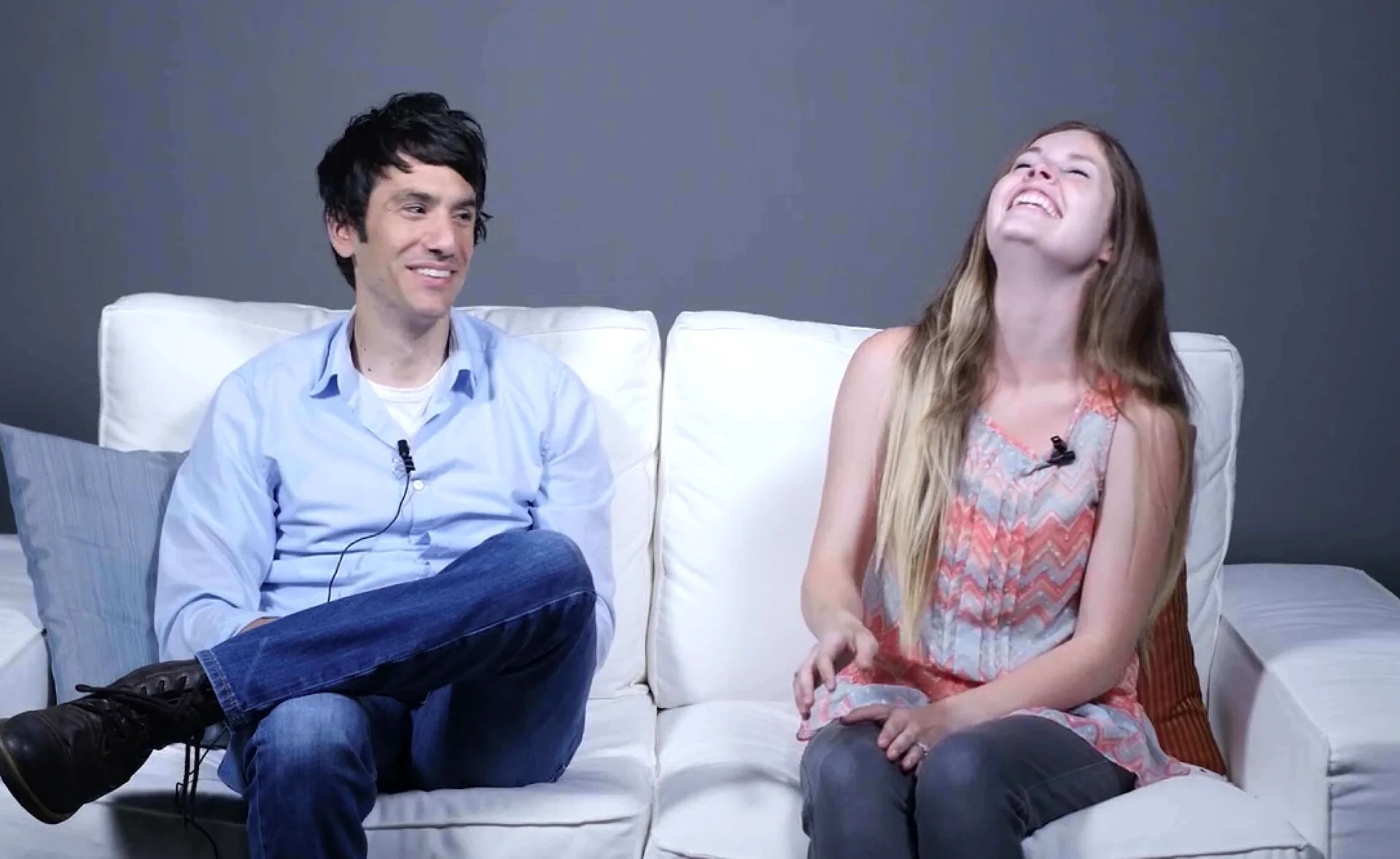 Team members taking a break in the couch